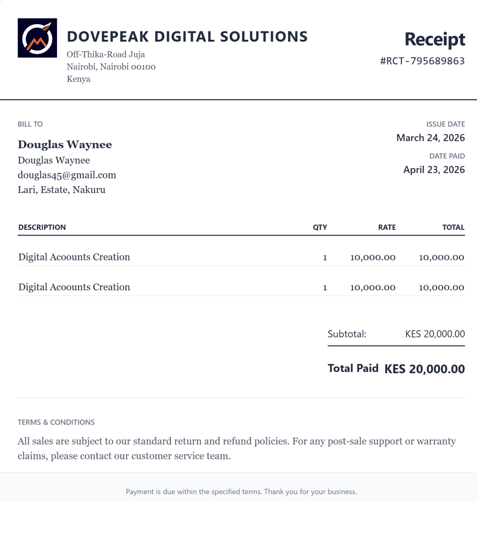 Corporate Receipt