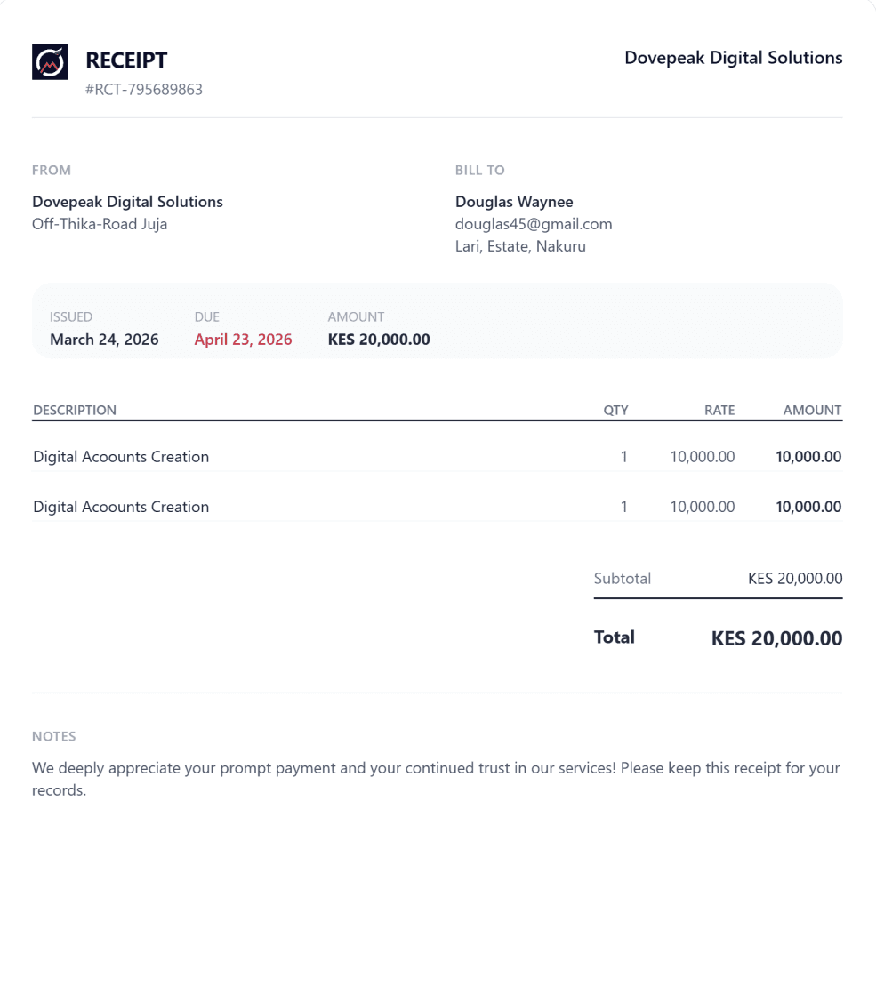Bold Receipt